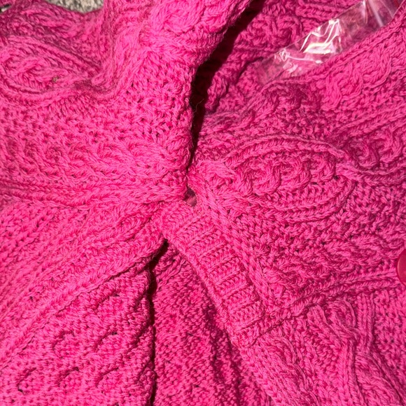 Aran Crafts 100% Merino Wool 3-Button Womens Cardigan PrettyinPink - Large NEW